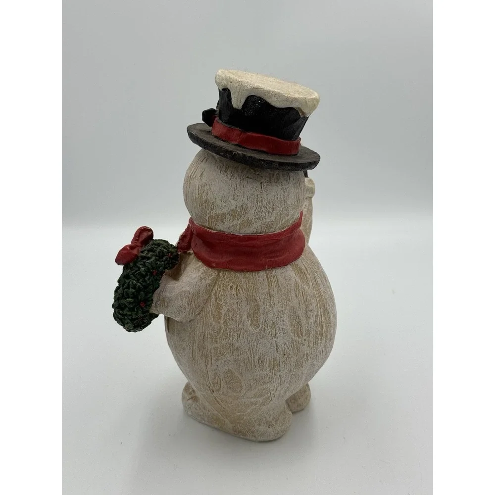 Glenhaven Snowman Figure Resin Christmas Decor Candy Cane Wreath